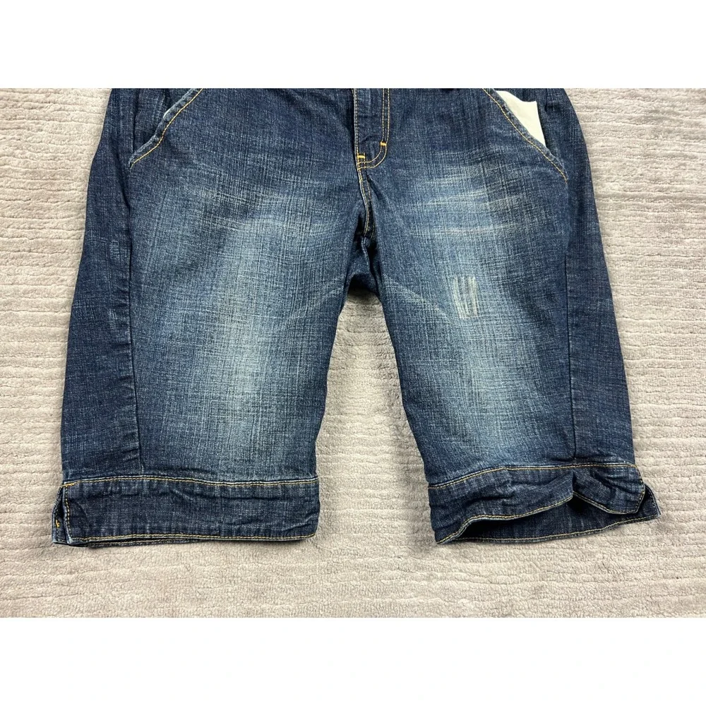 Arizona Jean Co Shorts Women 11 Blue Bermuda Denim Stretch Dark Wash‎ Dbl Button